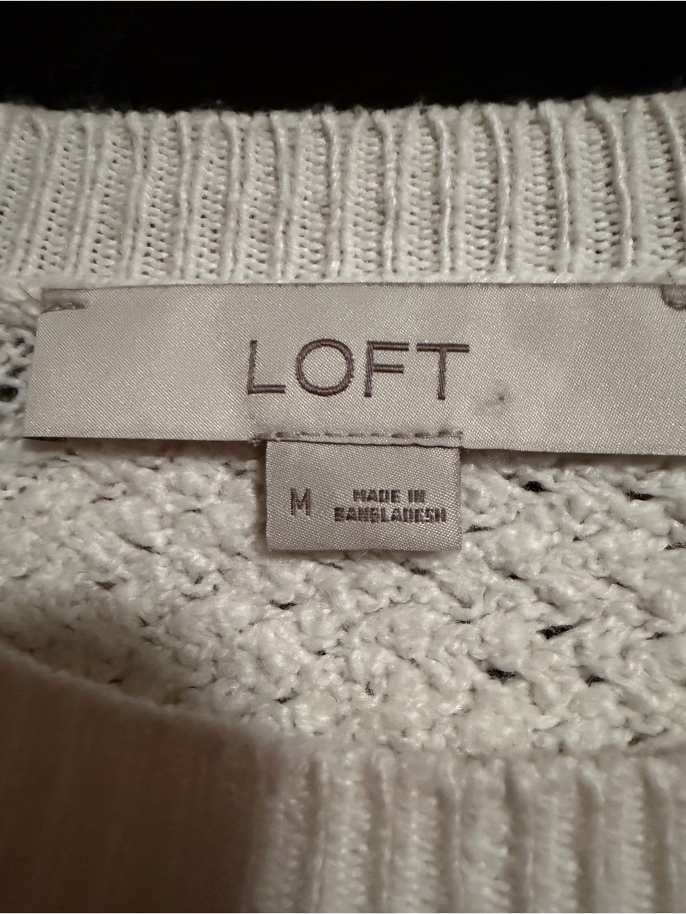 LOFT Cream Textured Raglan Sweater - Picture 2 of 2